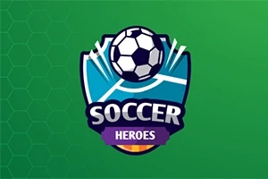 Znak s fotbalovým míčem a nápisem Soccer Heroes na zeleném pozadí