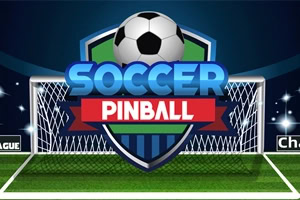 Fotbalový míč nad nápisem Soccer Pinball před fotbalovou brankou