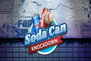 Dvě plechovky s nápisem Soda a baseballový míček na graffiti pozadí, s nápisem Soda Can Knockdown