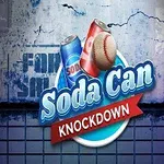 Dvě plechovky s nápisem Soda a baseballový míček na graffiti pozadí, s nápisem Soda Can Knockdown
