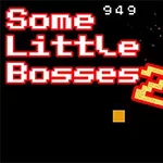 Text Some Little Bosses 2 v pixelech na černém pozadí s barevnými výbuchy a číslem 949