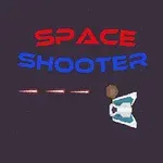 Na obrázku jsou tři vesmírné lodě a nápis Space Shooter na tmavém pozadí