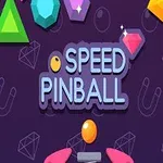 Barevné geometrické tvary a nápis SPEED PINBALL na tmavém pozadí s obrysy krystalů a magnetů