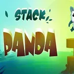 Ilustrace s kreslenou pandou skákající vedle vrstev zlatých bloků na pozadí s nápisem STACK PANDA