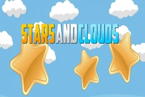 Hvězdy a mraky na modrém pozadí s nápisem STARS AND CLOUDS