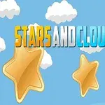 Hvězdy a mraky na modrém pozadí s nápisem STARS AND CLOUDS