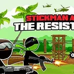 Dvě postavičky stickmanů drží zbraně, obklopené palmami a vrtulníky na zeleném pozadí s textem nad nimi