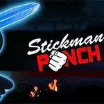 Černá postavička se zářícíma očima drží modrý meč, vedle nápis Stickman Punch
