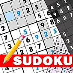 Skládačky se sudoku v různých barevných provedeních s tužkou a nápisem SUDOKU