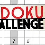 Nápis Sudoku Challenge ve výrazných barvách nad částečně vyplněnou sudoku mřížkou