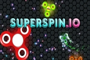Barevné spinnery na černém šestiúhelníkovém pozadí s nápisem SUPERSPIN