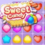 Barevné sladkosti na herním pozadí s kuchařem v bílém oblečení a nápisem Sweet Candy