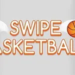 Text Swipe Basketball s dvěma basketbalovými míči po stranách na šedém pozadí