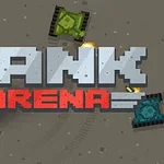 Pixelová grafika znázorňuje tři tanky v akci kolem nápisu Tank Arena