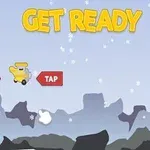 Žlutá postavička vrtulníku se vznáší nad horskou krajinou s pokyny TAP a nápisem GET READY na pozadí