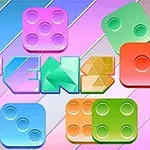 Barevné kostky a geometrické tvary na pruhovaném pastelovém pozadí