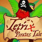Pirátská lebka s kloboukem na pozadí palem s rolí pergamenu nesoucí nápis