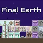 Pixelová grafika městské struktury pod noční oblohou s nápisem The Final Earth 2