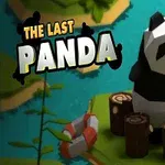 Panda v nízkopolygonálním stylu stojí na malém ostrově obklopeném vodou, vedle ní jsou pařezy a záchranný kruh