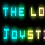 Nápis The Lost Joystick ve výrazných neonových barvách na černém pozadí