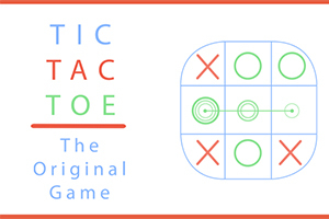 Text TIC TAC TOE The Original Game a mřížka s kroužky a křížky