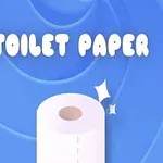 Toaletní papír na modrém pozadí s nápisem Toilet Paper a třpytivými efekty