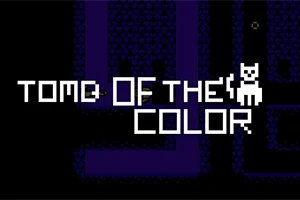 Text Tome of the Color na tmavém pozadí s pixelovou grafikou a siluetou kočky