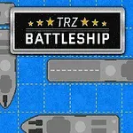 Šedé lodě rozmístěné na modré mřížce s černým nápisem TRZ Battleship