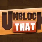 Dřevěná cedule s nápisem UNBLOCK THAT s dominantním písmem na tmavém pozadí