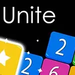 Barevné číselné bloky s nápisem Unite na černém pozadí