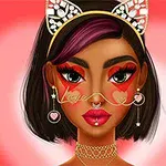 Ilustrace mladé ženy s výrazným make-upem a ozdobnou čelenkou s motivem kočičích uší