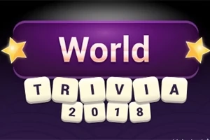 Fialové pozadí s nápisem World Trivia 2018 obklopeným hvězdami