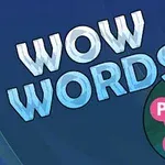 Název WOW WORDS v modrých písmenech s logem zobrazujícím spojené písmena P, Y, H, A
