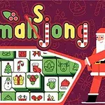 Santa Claus vedle zeleno-bílých vánočních dlaždic s vánočními motivy na fialovém pozadí