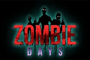 Siluety pěti postav s lesknoucíma se očima a nápis Zombie Days na tmavém pozadí