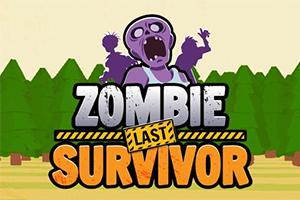 Fialový zombie křičící s názvem Zombie Last Survivor na pozadí lesa