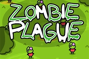 Na obrázku jsou kreslené postavičky zombíků na zeleném pozadí s nápisem Zombie Plague