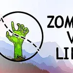 Zelená zombie ruka trčící ze země vedle textu ZOMBIES VS