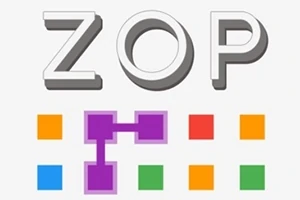 Text ZOP nad barevnými čtverci s fialovým vzorem spojujícím některé z nich