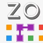 Text ZOP nad barevnými čtverci s fialovým vzorem spojujícím některé z nich
