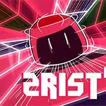 Ilustrace s červeným objektem ve tvaru kostky, který se pohybuje futuristickým tunelem s neonovými světly a nápisem ZRIST DX